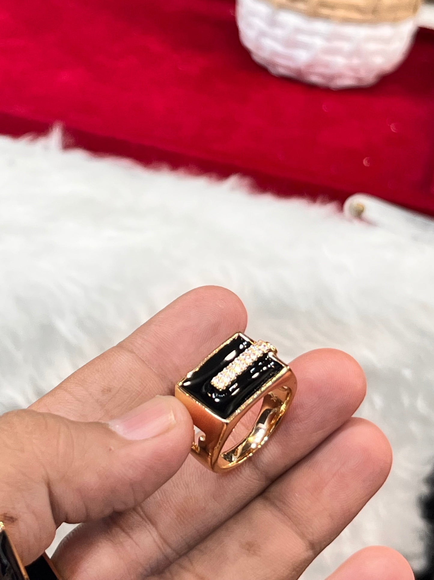 Rose gold plated premium stone ring
