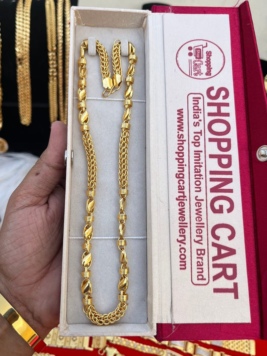 one gram gold plated indo lautos mix design chain