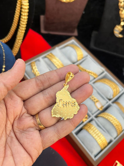 one gram gold plated punjab map design pandent