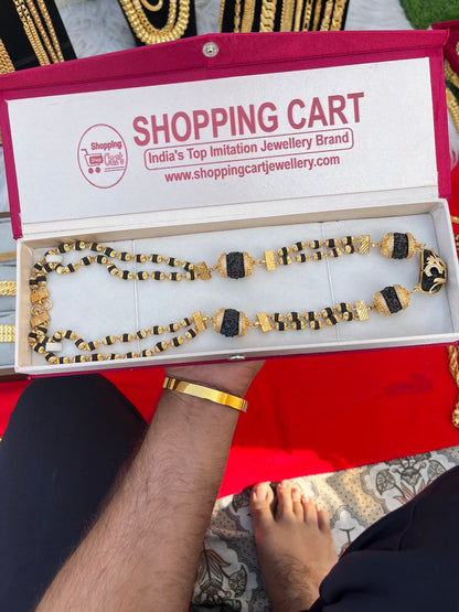 One gram gold plated heavy rudhraksh mala with om pendent