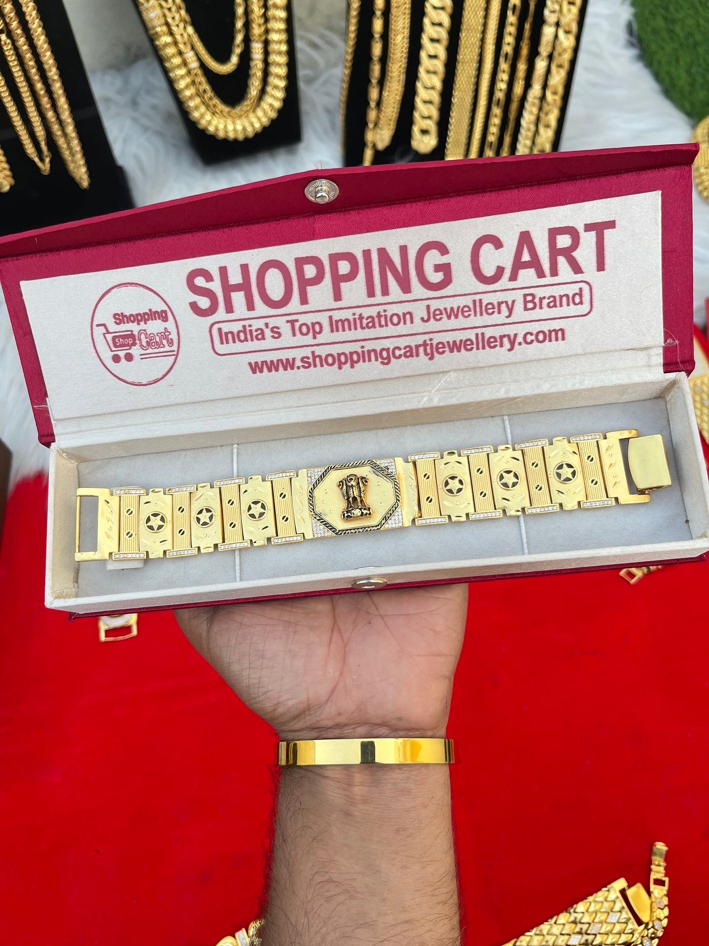 one gram gold plated heavy ashok stumb big bracelet