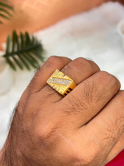 One gram gold plated cross daimond ring