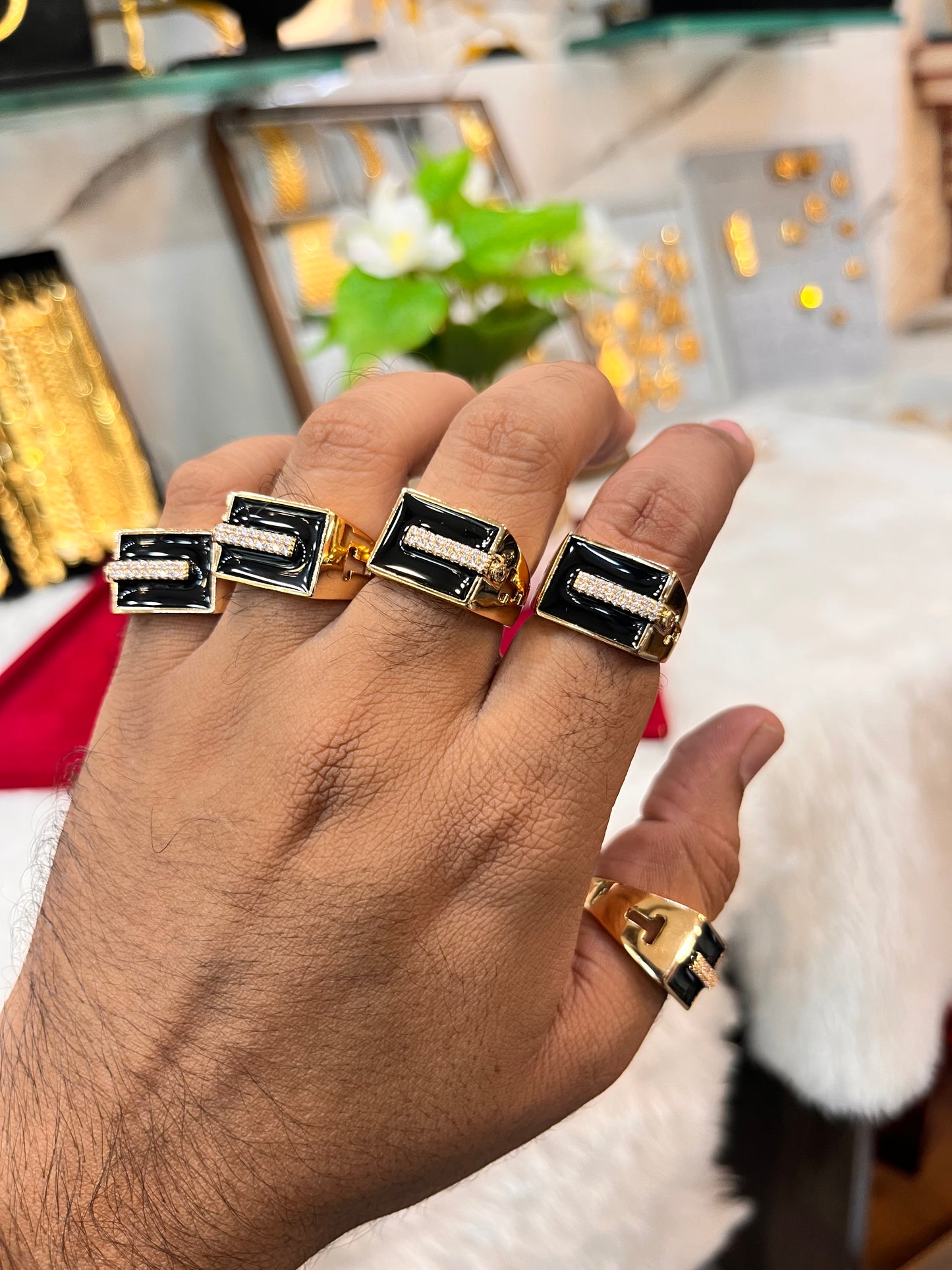 Rose gold plated premium stone ring