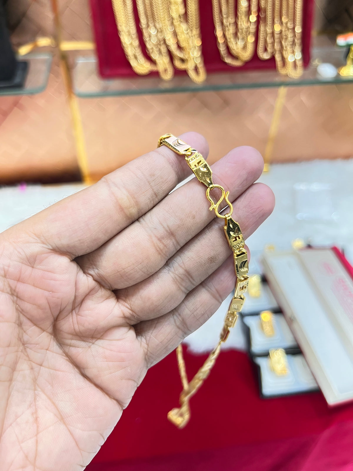 One gram gold plated swastik design navabi chain