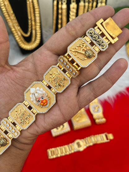 one gram gold plated hanuman ji design bracelet