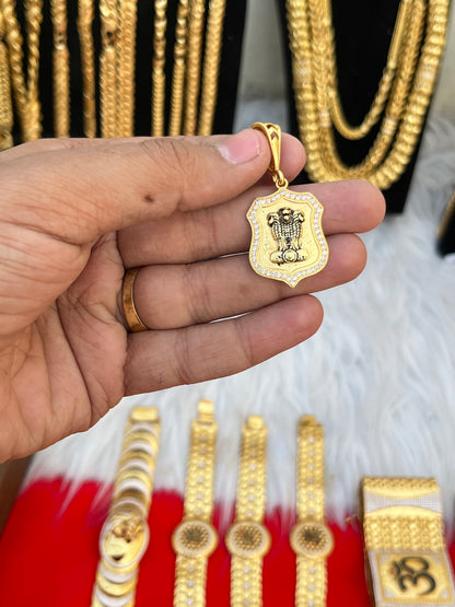 one gram gold plated ashok stumb design pandent