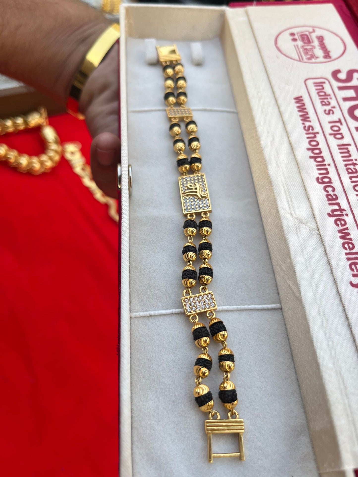 one gram gold plated rudhraksh maa design bracelet