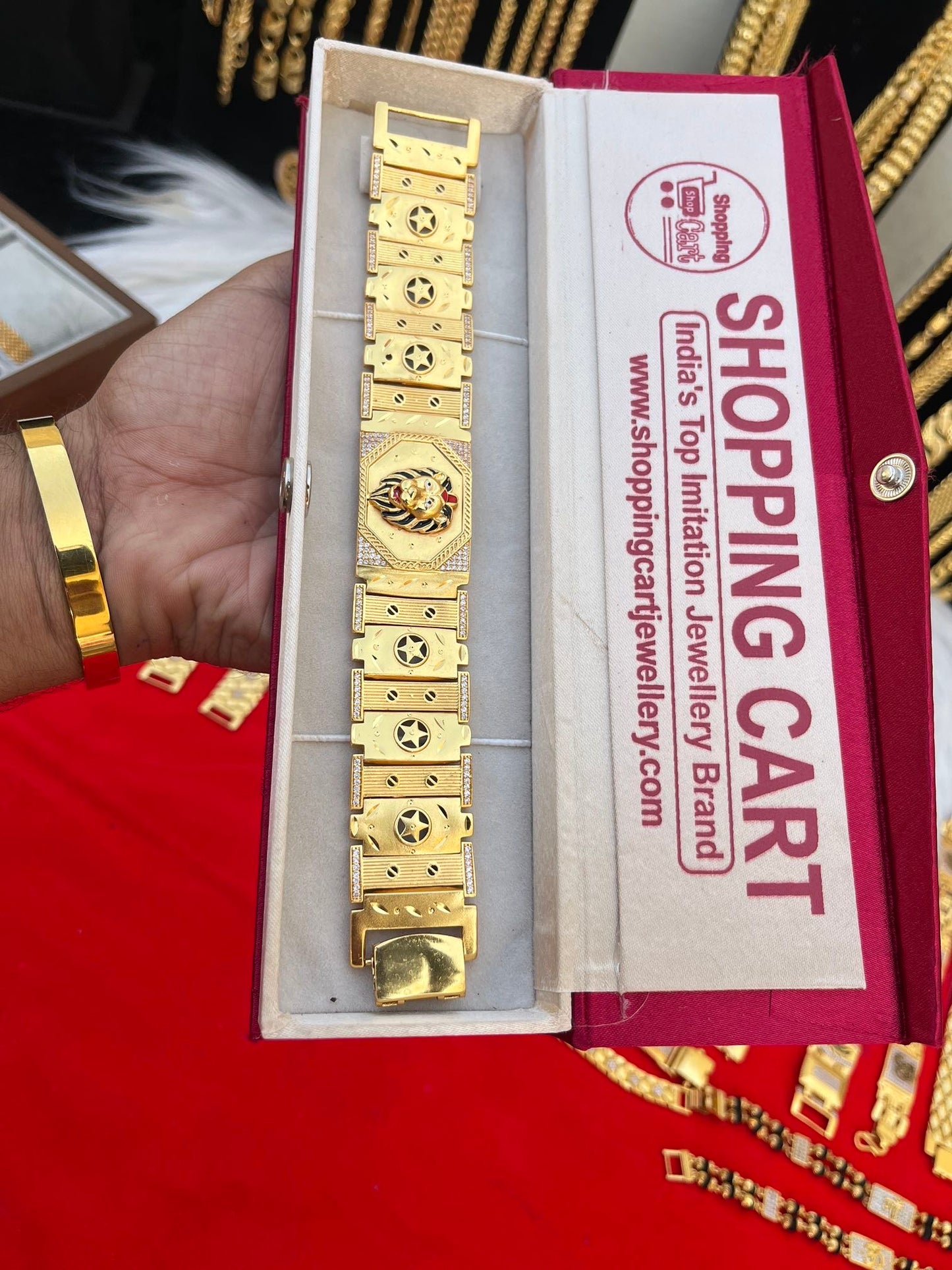 one gram gold plated lion big design bracelet