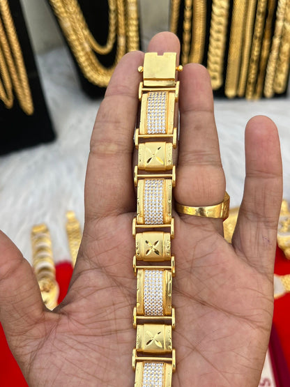 one gram gold plated daimond heavy bracelet