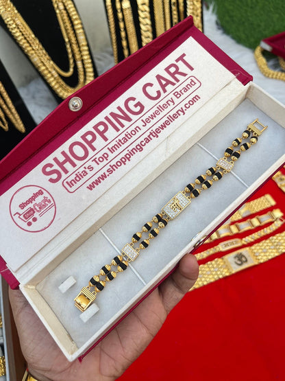 one gram gold plated rudhraksh maa design bracelet