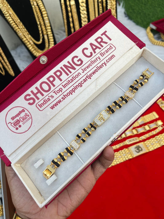 one gram gold plated rudhraksh maa design bracelet