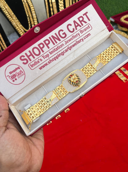 one gram gold plated lion design big bracelet