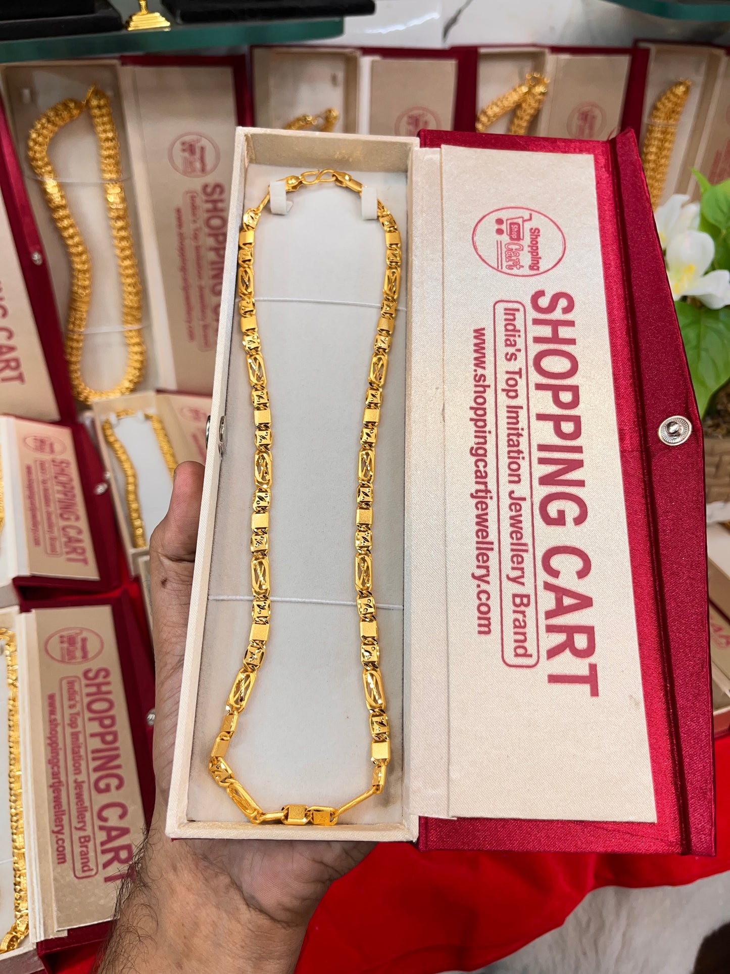 One gram gold plated cross navabi design chain