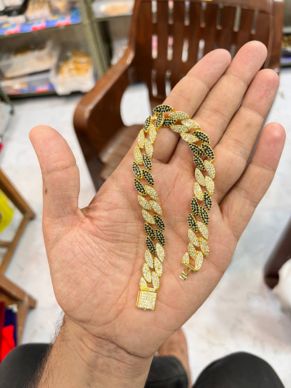 one gram gold plated fully black daimond bracelet