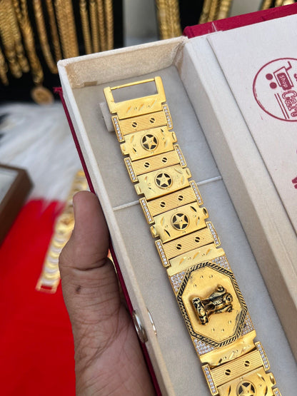 one gram gold plated heavy ashok stumb big bracelet