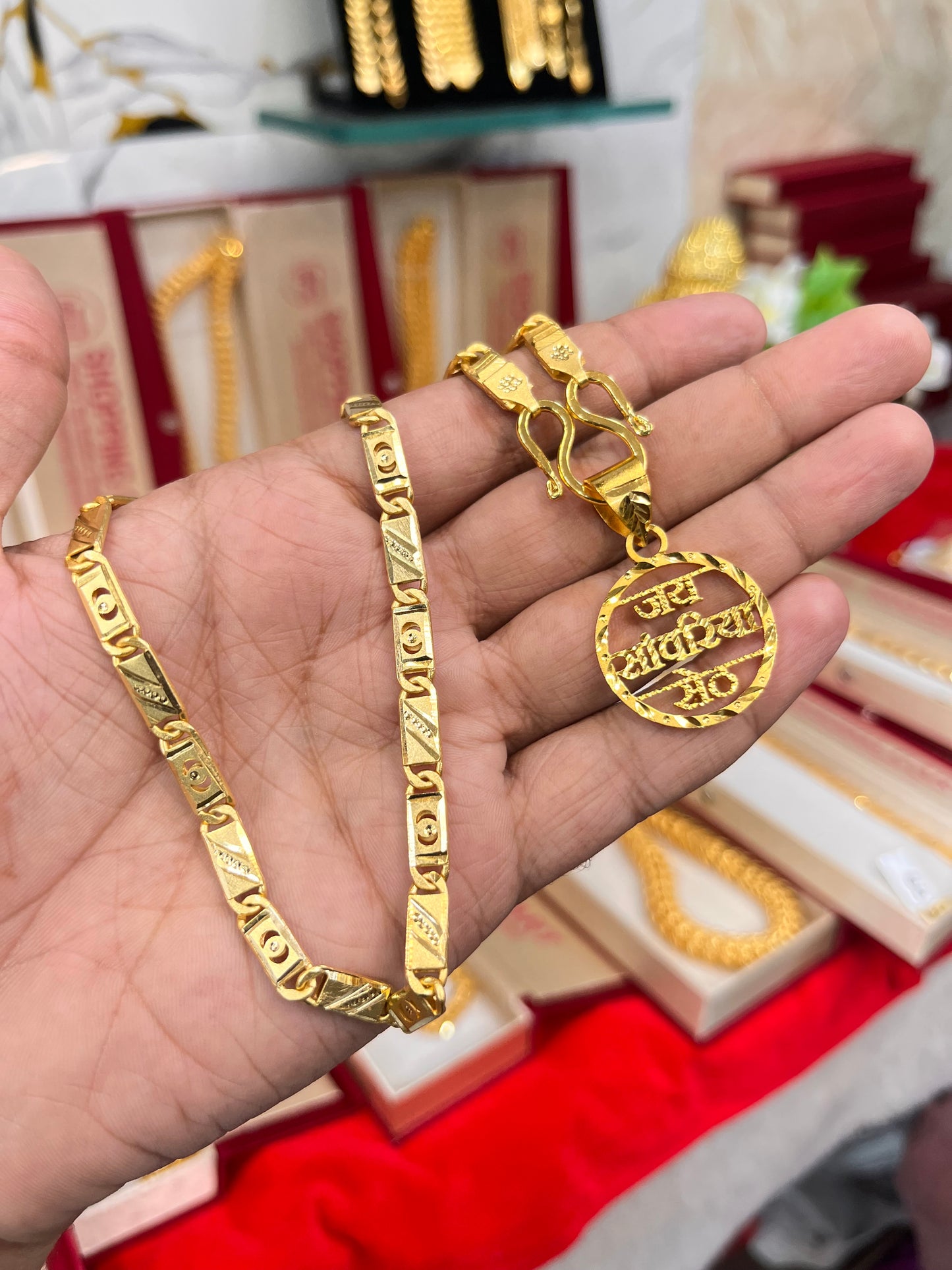 One gram gold plated navabi chain with sanwariya seth pandent
