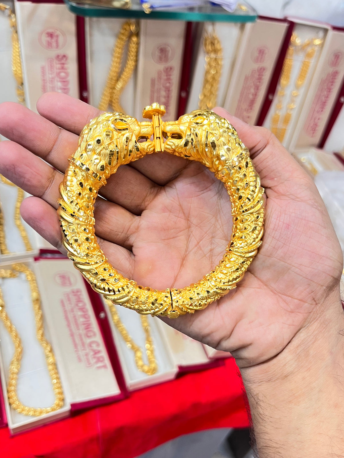 One gram gold plated Sher mukhi rajwadi kada