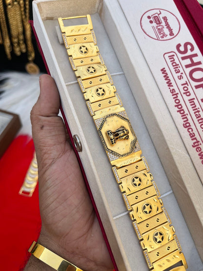 one gram gold plated heavy ashok stumb big bracelet