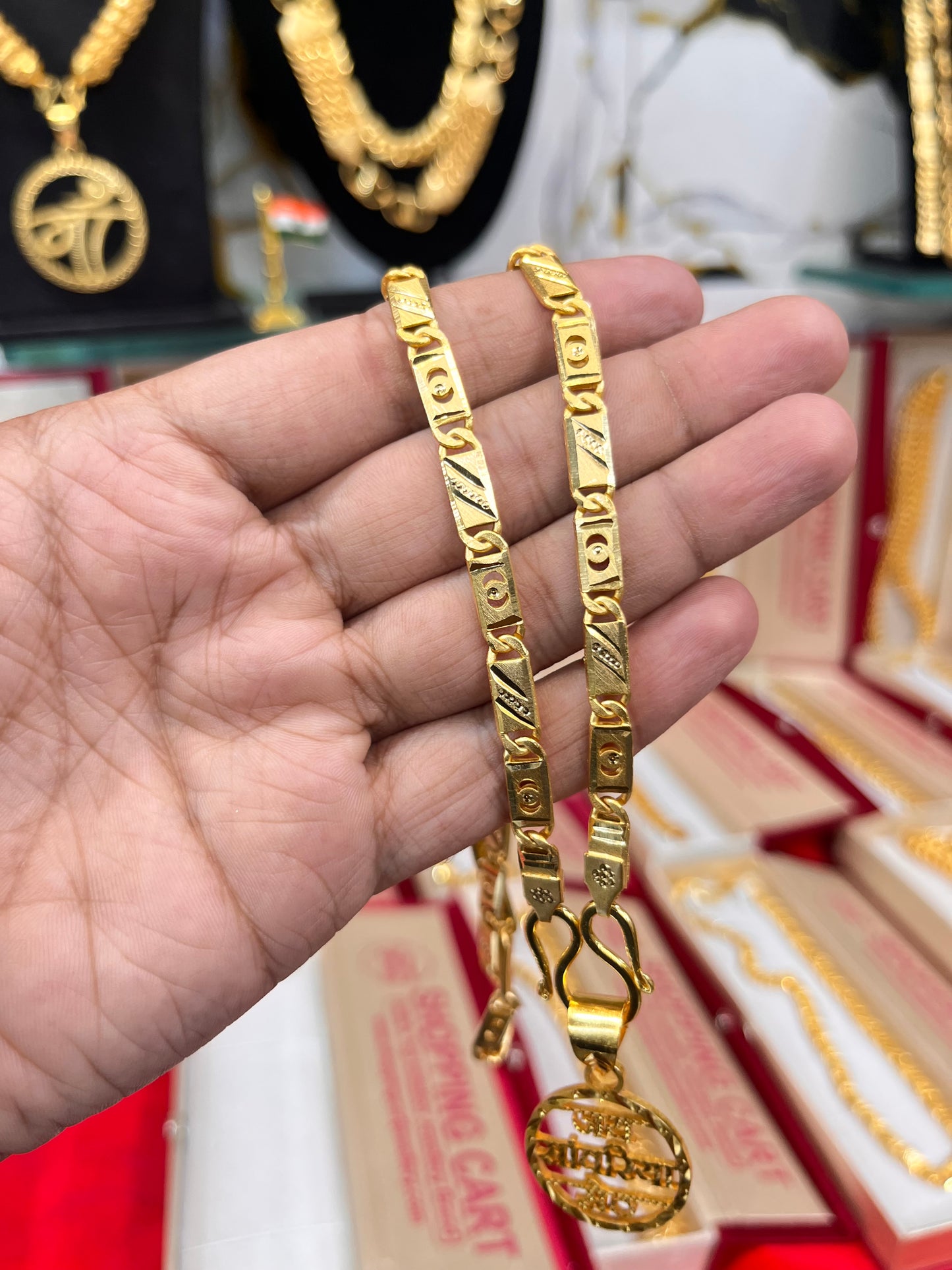 One gram gold plated navabi chain with sanwariya seth pandent
