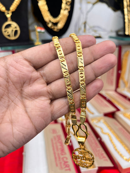 One gram gold plated navabi chain with sanwariya seth pandent