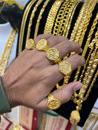 5 pack of marwadi round nakshi primium quality gold polished rings