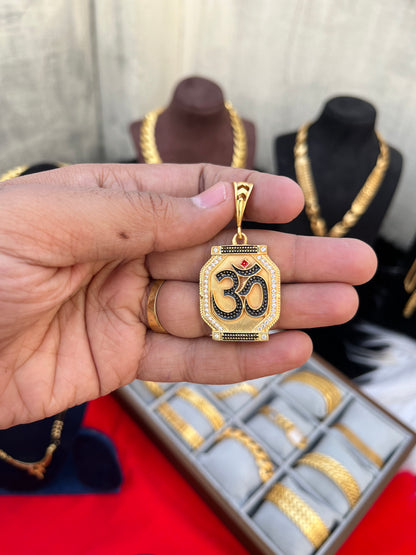 one gram gold plated om  meena daimond design pandent