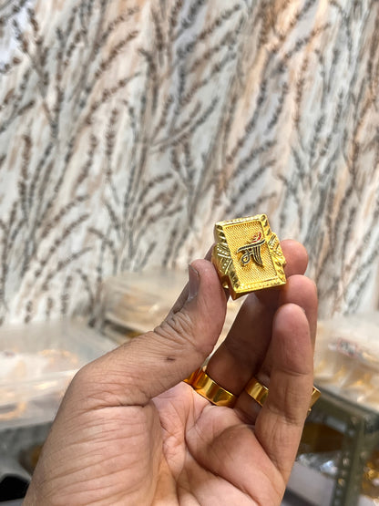 one gram gold plated maa design meena ring