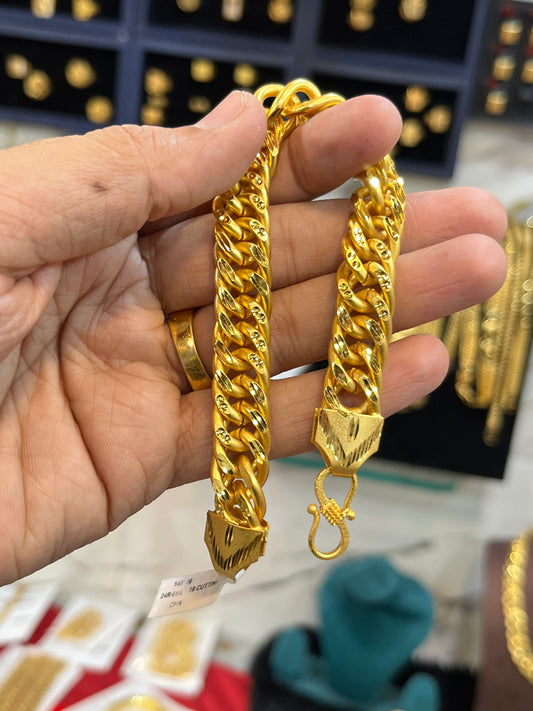 one gram gold plated heavy sachin design bracelet