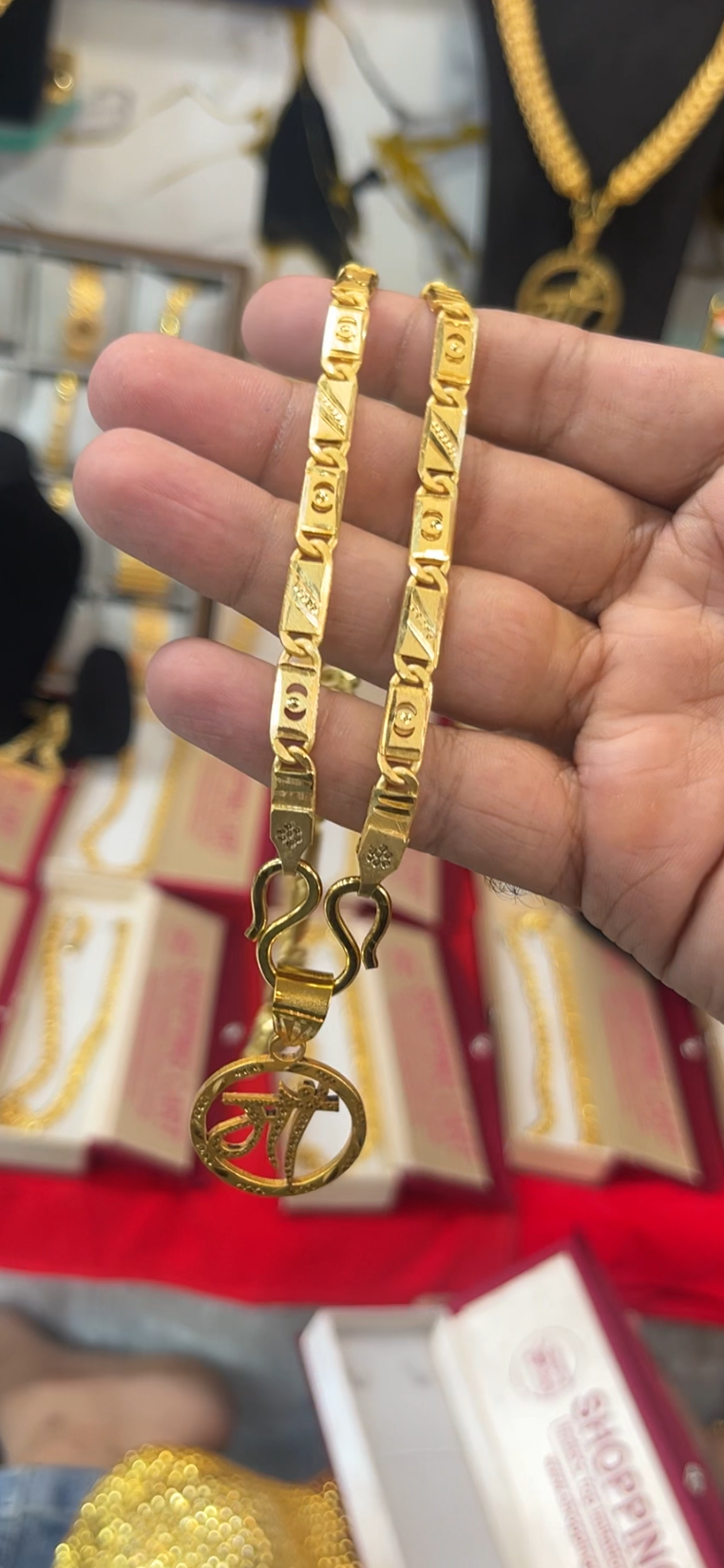 One gram gold plated navabi chain with maa pandent