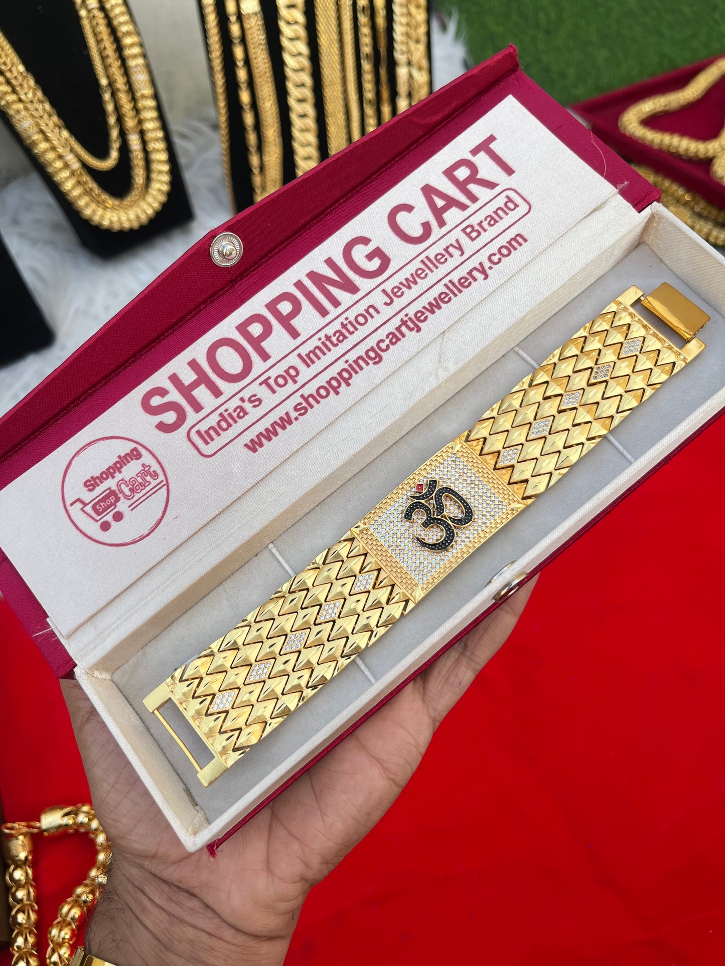 one gram gold plated om heavy big bracelet