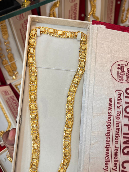One gram gold plated flat chain with neals pandent