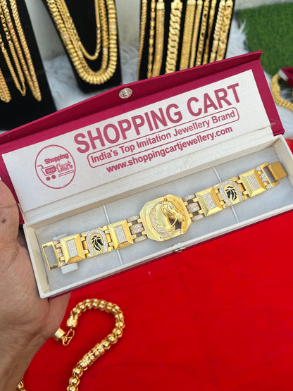 one gram gold plated 3D horse design bracelet