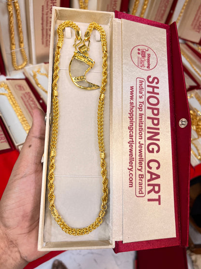 One gram gold plated jigjeg chain with jeguar pandent