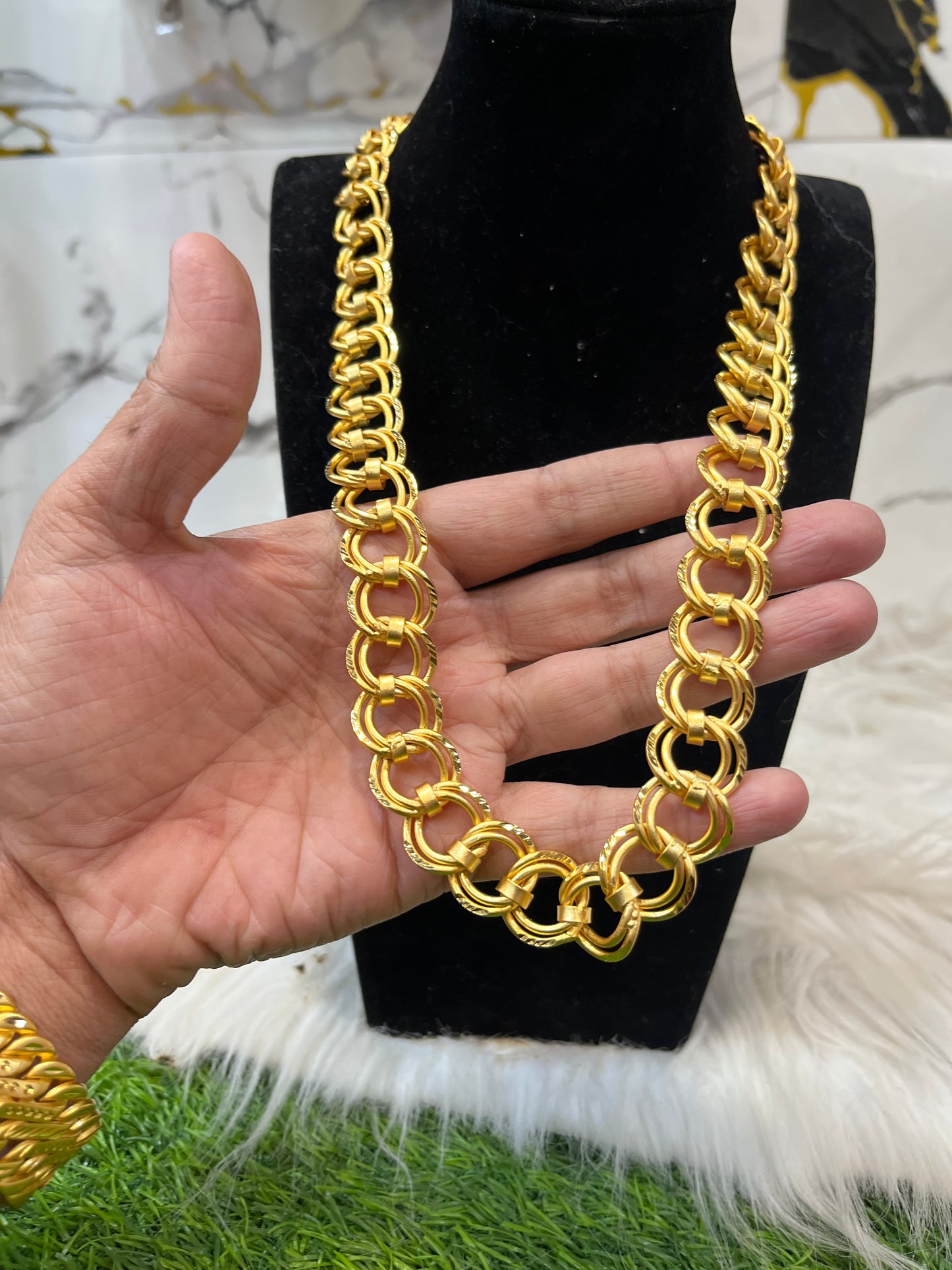 one gram gold plated men’s two kadi heavy design chain