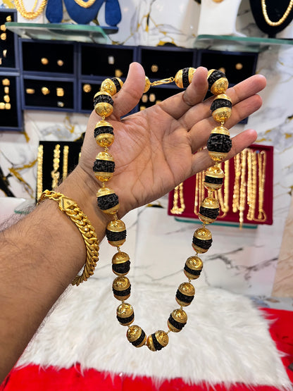 one gram gold plated heavy big rudhraksh mala