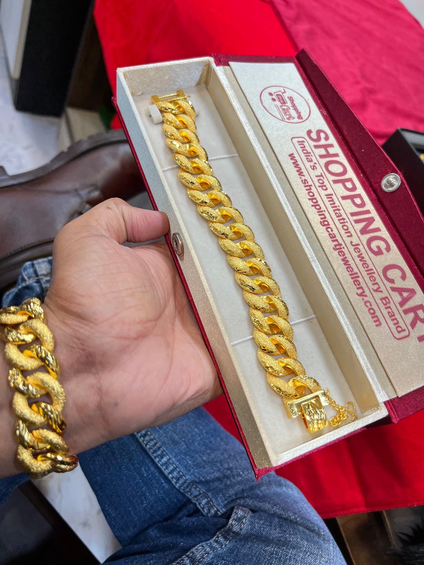 One gram gold plated cuban design bracelet