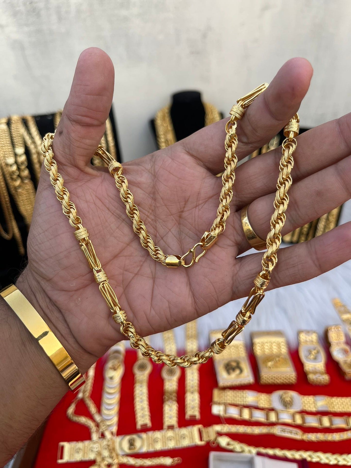 one gram gold plated v shape highway indo design chain