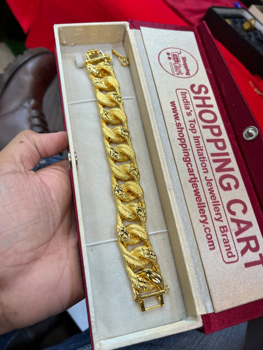 One gram gold heavy long cuban design bracelet