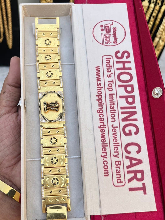 one gram gold plated heavy ashok stumb big bracelet