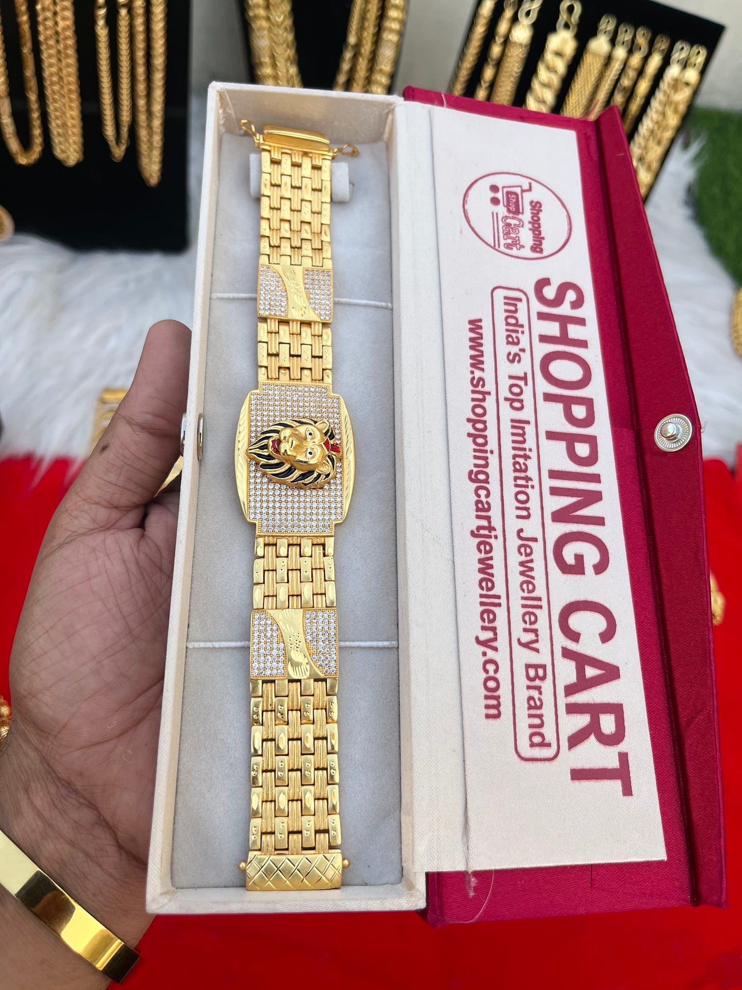 one gram gold plated lion design big bracelet