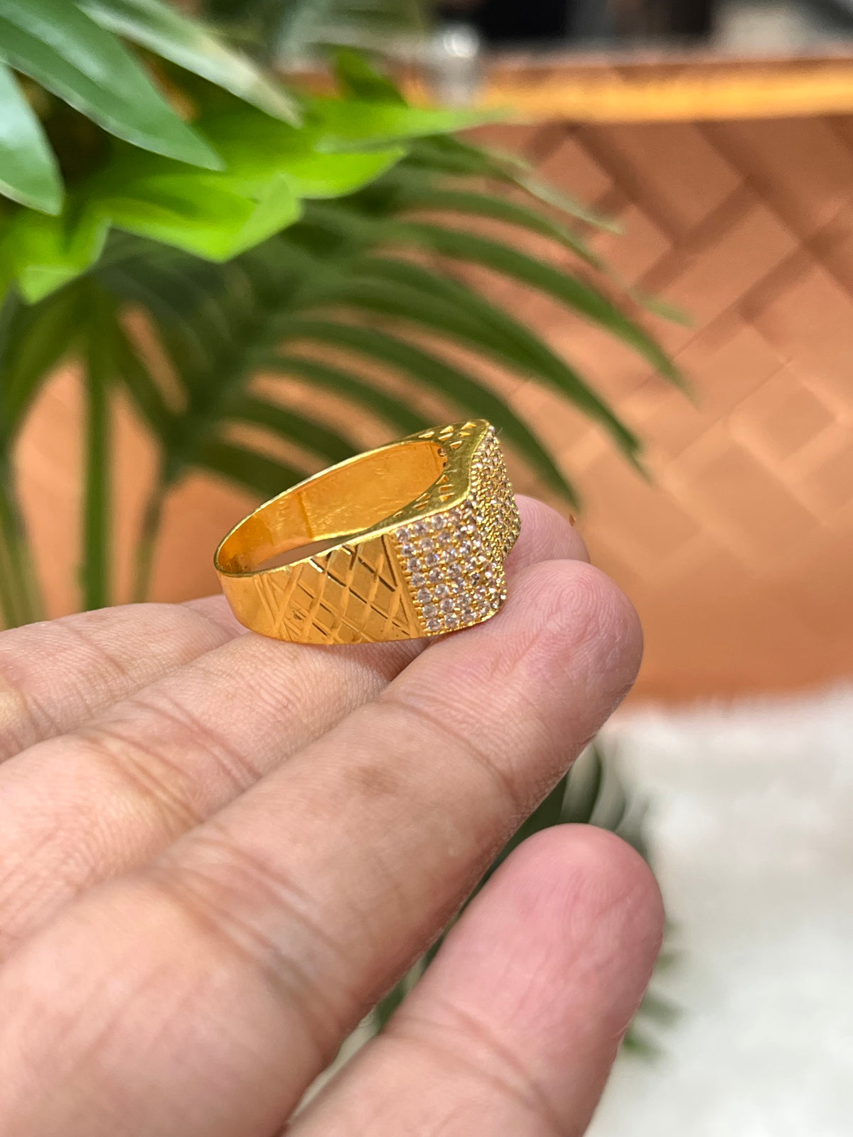 One gram gold plated fully daimond ring