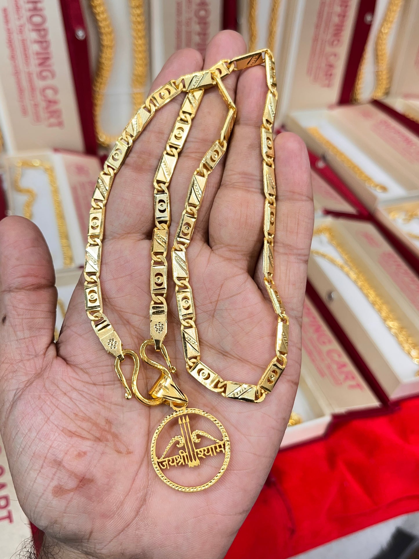 One gram gold plated navabi chain with jai shree syam pandent