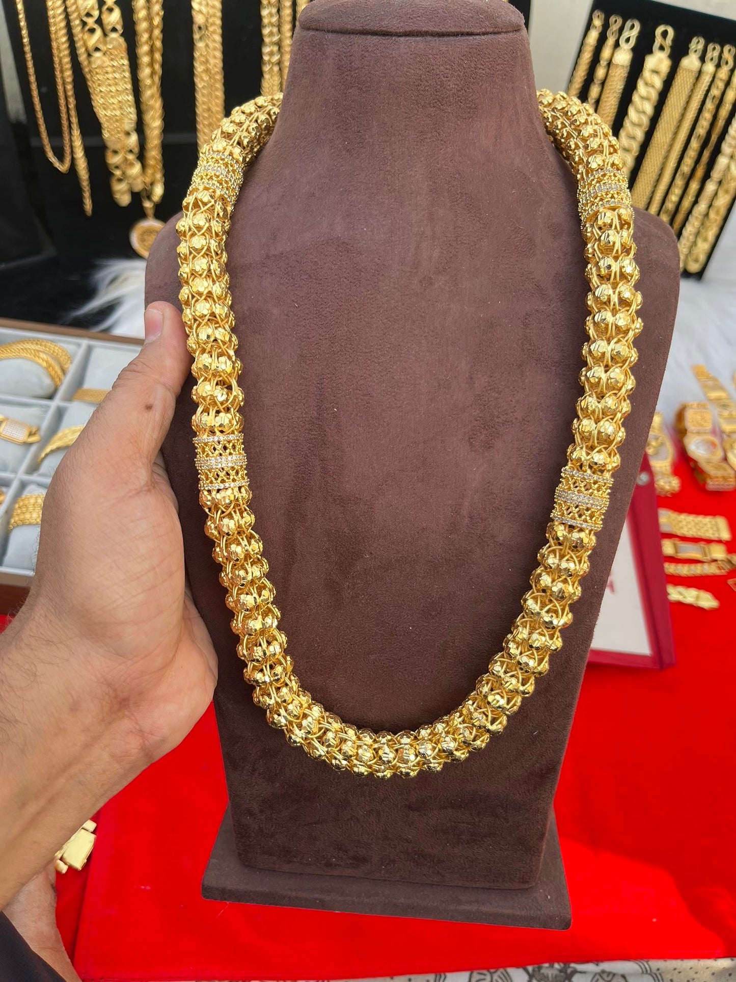 one gram gold daimond heavy big long design chain