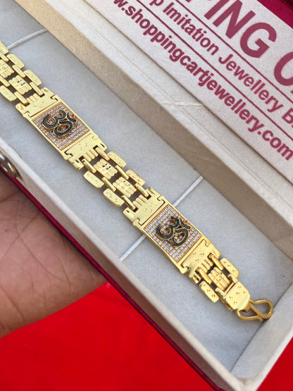 one gram gold plated om premium salang bracelet
