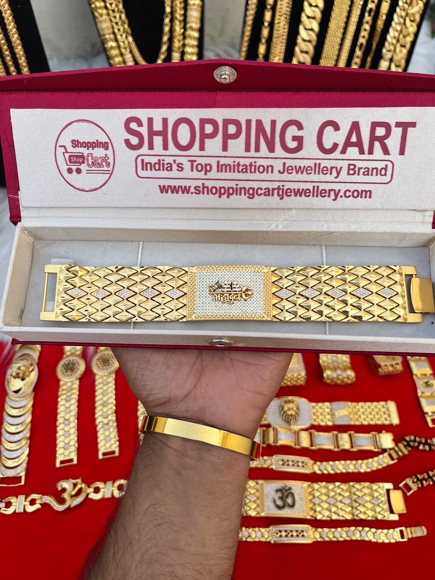 one gram gold plated mahadev ji big bracelet