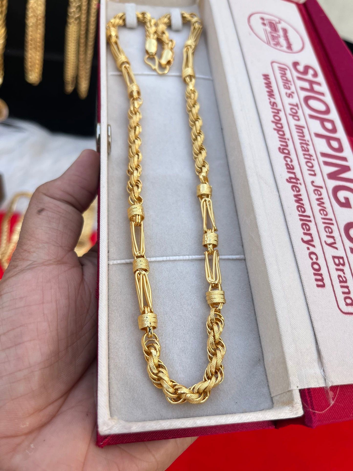 one gram gold plated v shape highway indo design chain