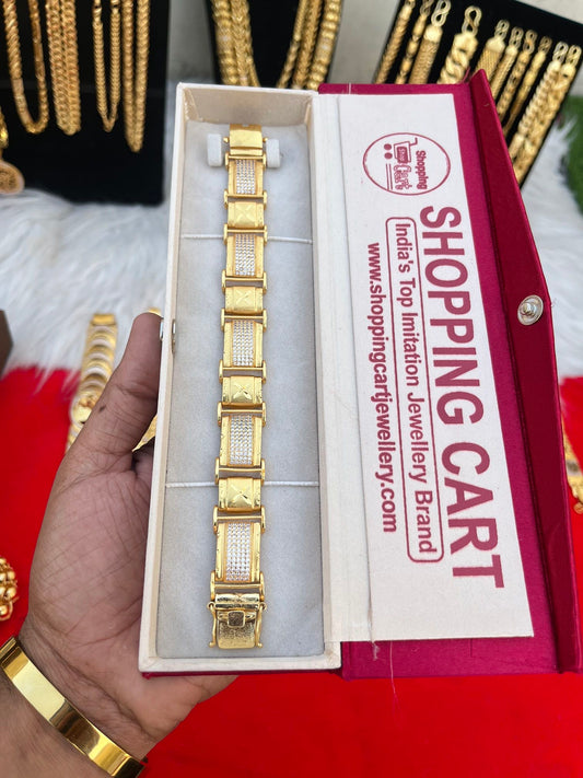 one gram gold plated daimond heavy bracelet
