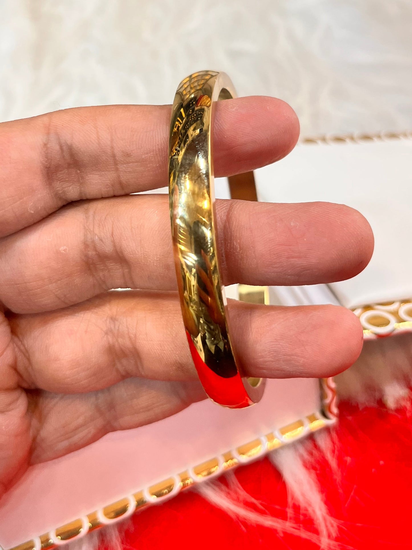 one gram gold plated glosy kada for men