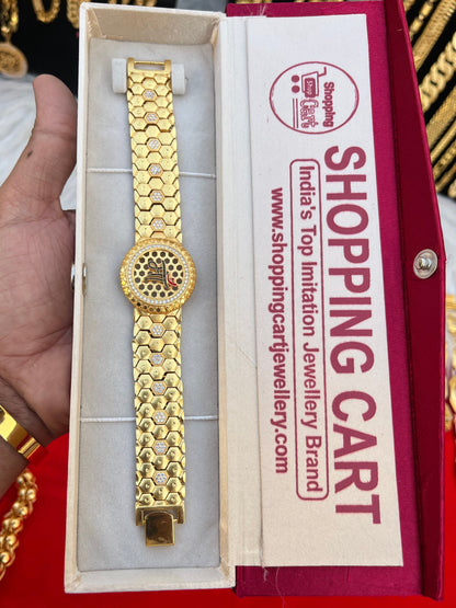 one gram gold plated premium maa design bracelet