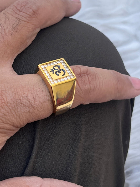 gold plated om antitanishk design ring